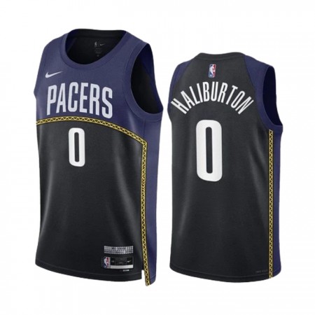 Dres Indiana Pacers Tyrese Haliburton 0 Black Nike 2022-23 City Edition Navy Swingman